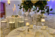 Close up of wedding table setting and decor