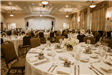 Indoor reception setting with round tables