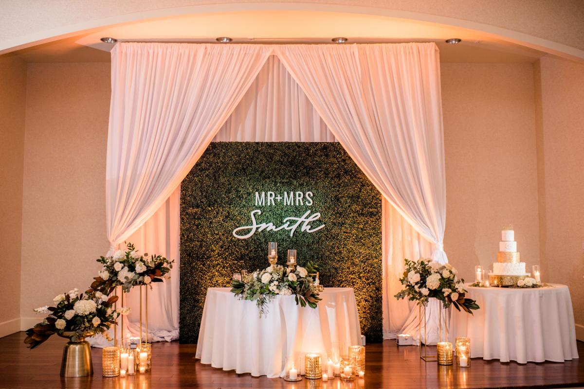 Mr. and Mrs. Smith wedding décor